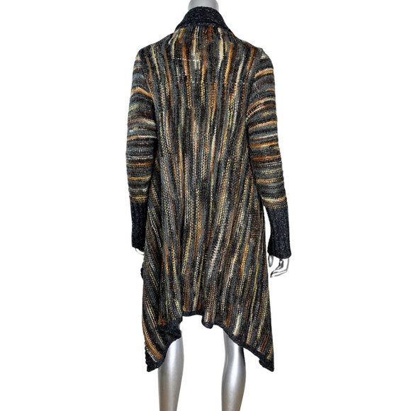 Line Knitwear Blue Striped Asymmetrical Cardigan M - Picture 2 of 5